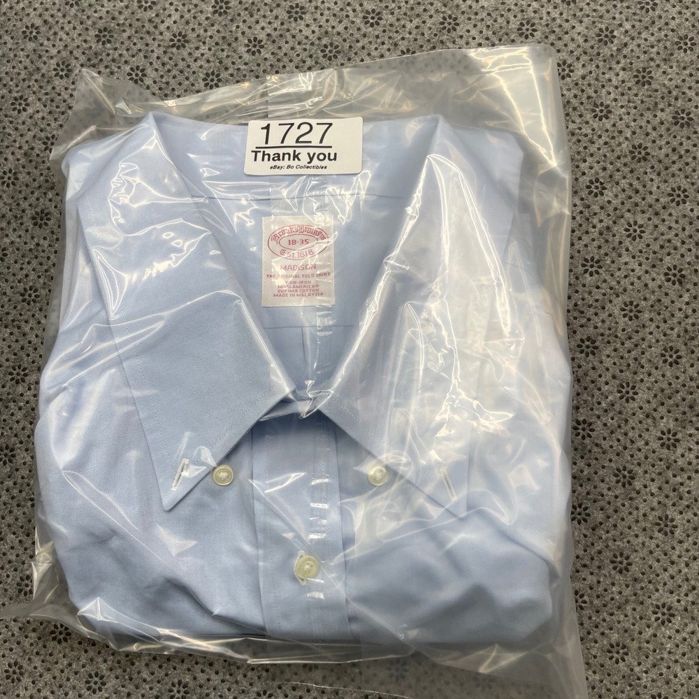 Brooks Brothers Madison Light Blue Supima Cotton‎ Non-Iron Shirt 18-35 Mens - Picture 7 of 7